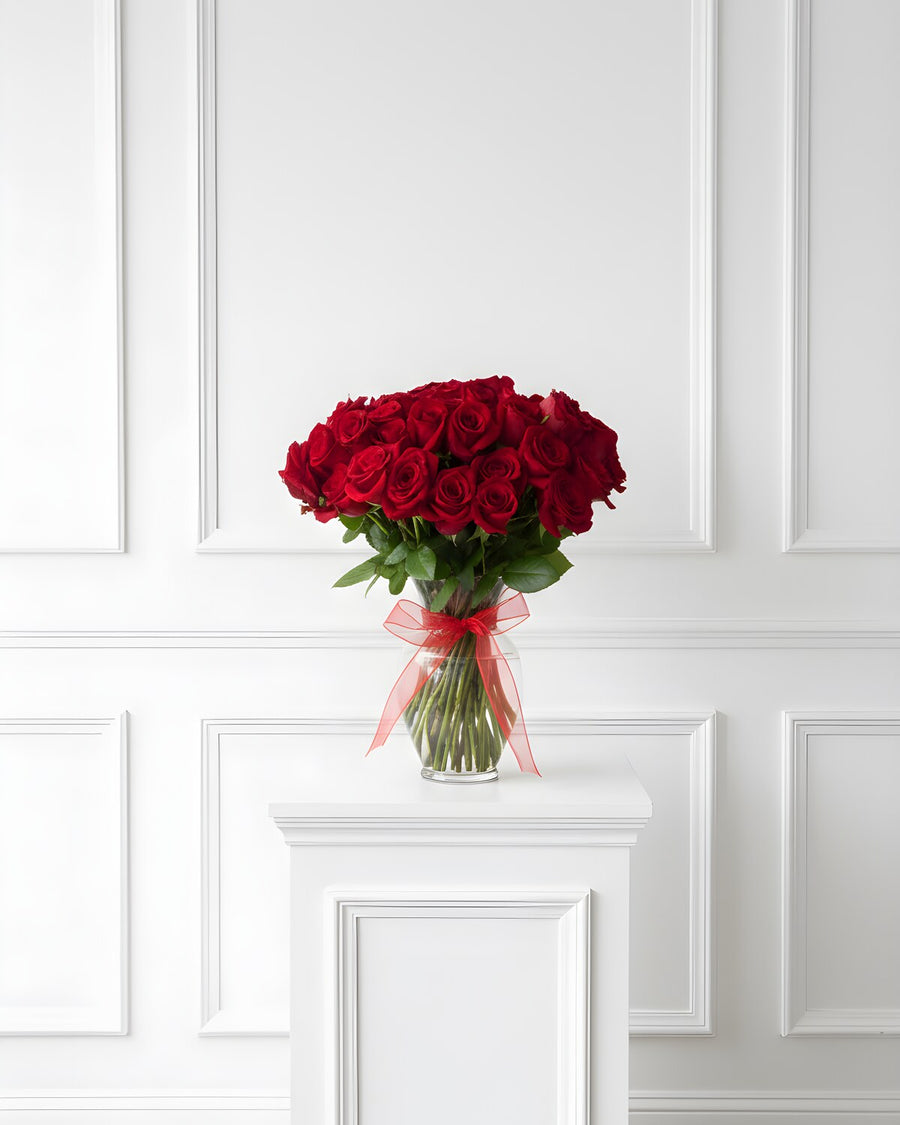 Classic Red — a bouquet of classic red roses, timeless and elegant